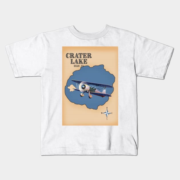 Crater Lake Oregon USA vintage map Kids T-Shirt by nickemporium1